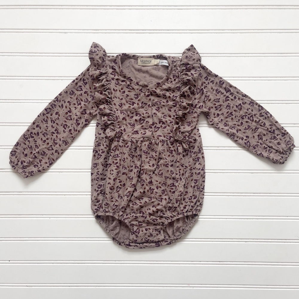MAR MAR COPENHAGEN NWOT Dusty Mauve w/ Deep Plum Botanicals Jumpsuit Bubble